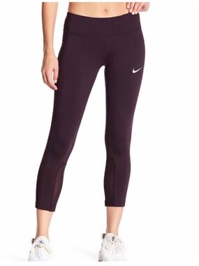 Nike Women's Dri-fit Dark Purple Cropped Training Leggings